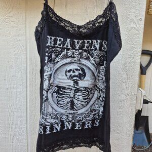 Skeleton Long Black Top Seven Deadly  2XL, Gothic Punk Horror Rockabilly ....